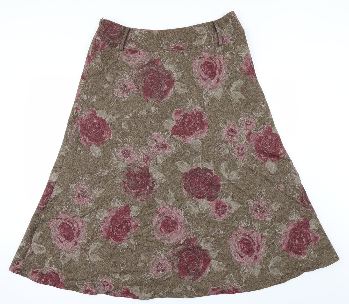 Per Una Womens Green Floral  A-Line Skirt Size 14
