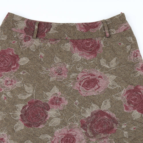 Per Una Womens Green Floral  A-Line Skirt Size 14