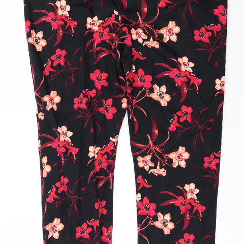 George Womens Black Floral  Trousers  Size 16 L27 in