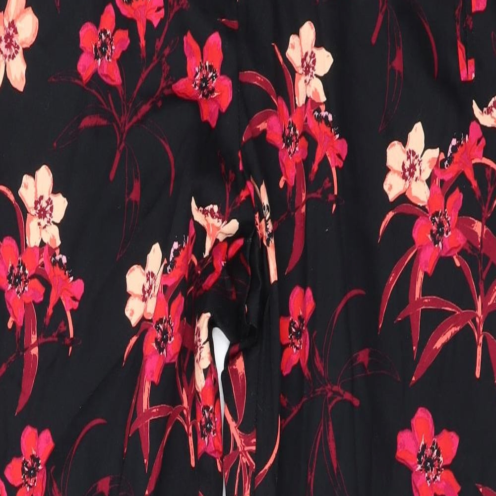 George Womens Black Floral  Trousers  Size 16 L27 in
