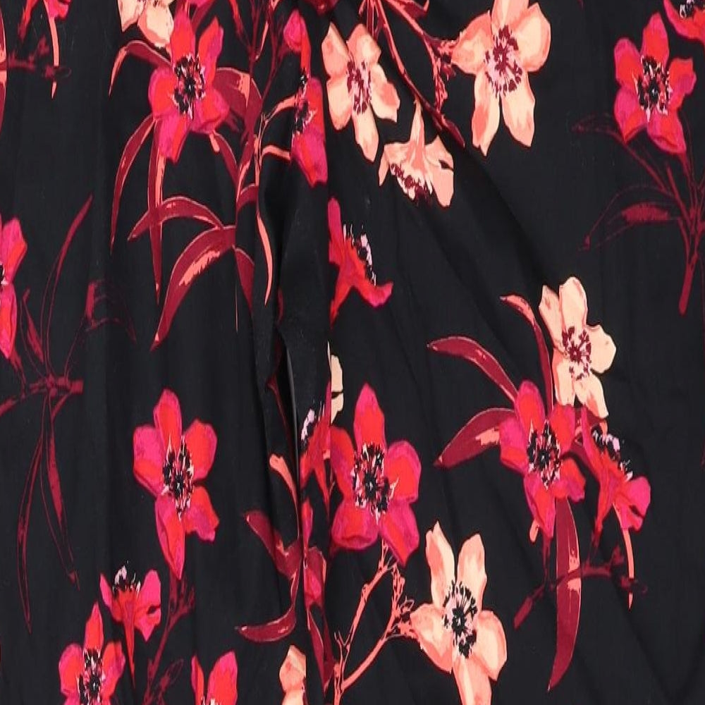George Womens Black Floral  Trousers  Size 16 L27 in