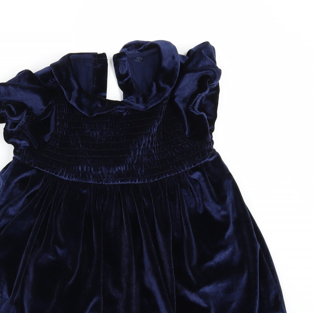 TU Girls Blue  Velour A-Line  Size 12-18 Months