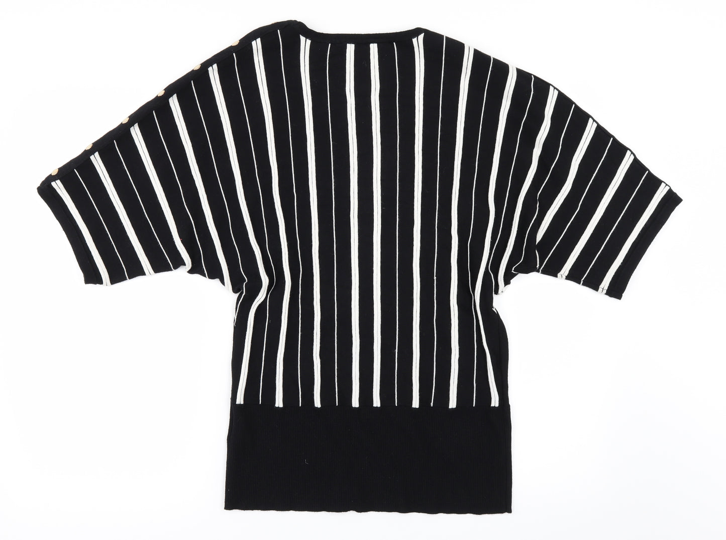 Debenhamsb Womens Black Striped  Pullover Jumper Size 14