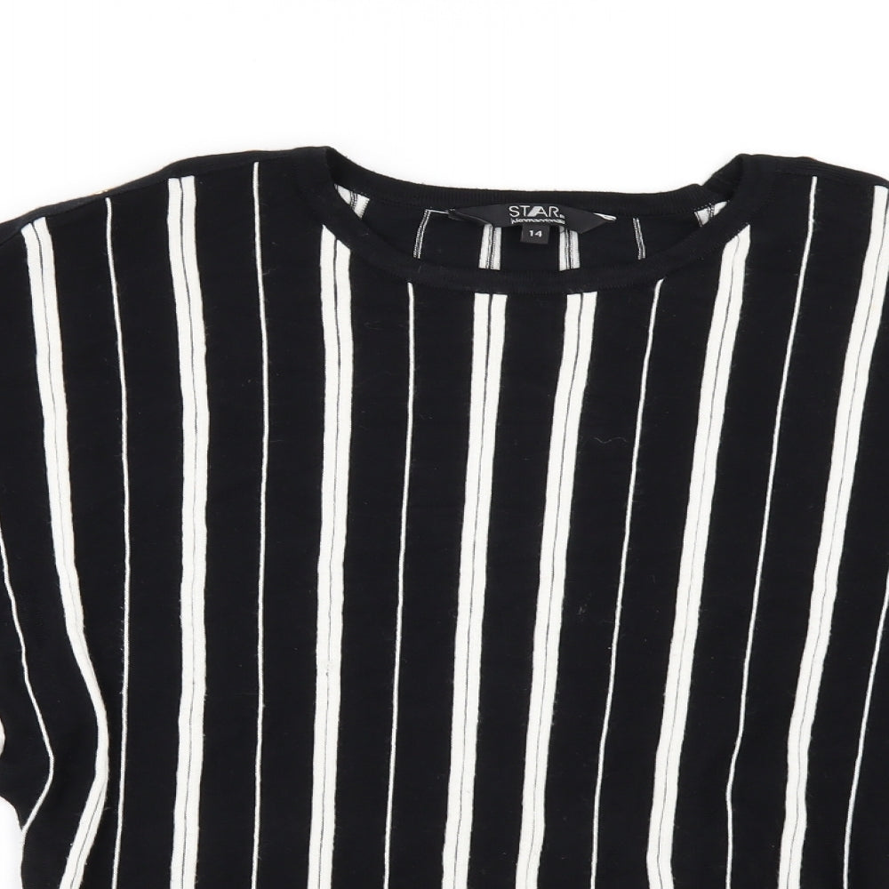 Debenhamsb Womens Black Striped  Pullover Jumper Size 14