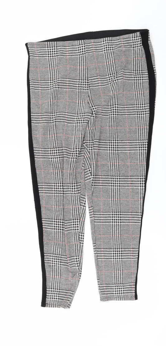 F&F Womens Grey Check  Carrot Leggings Size 6 L27 in