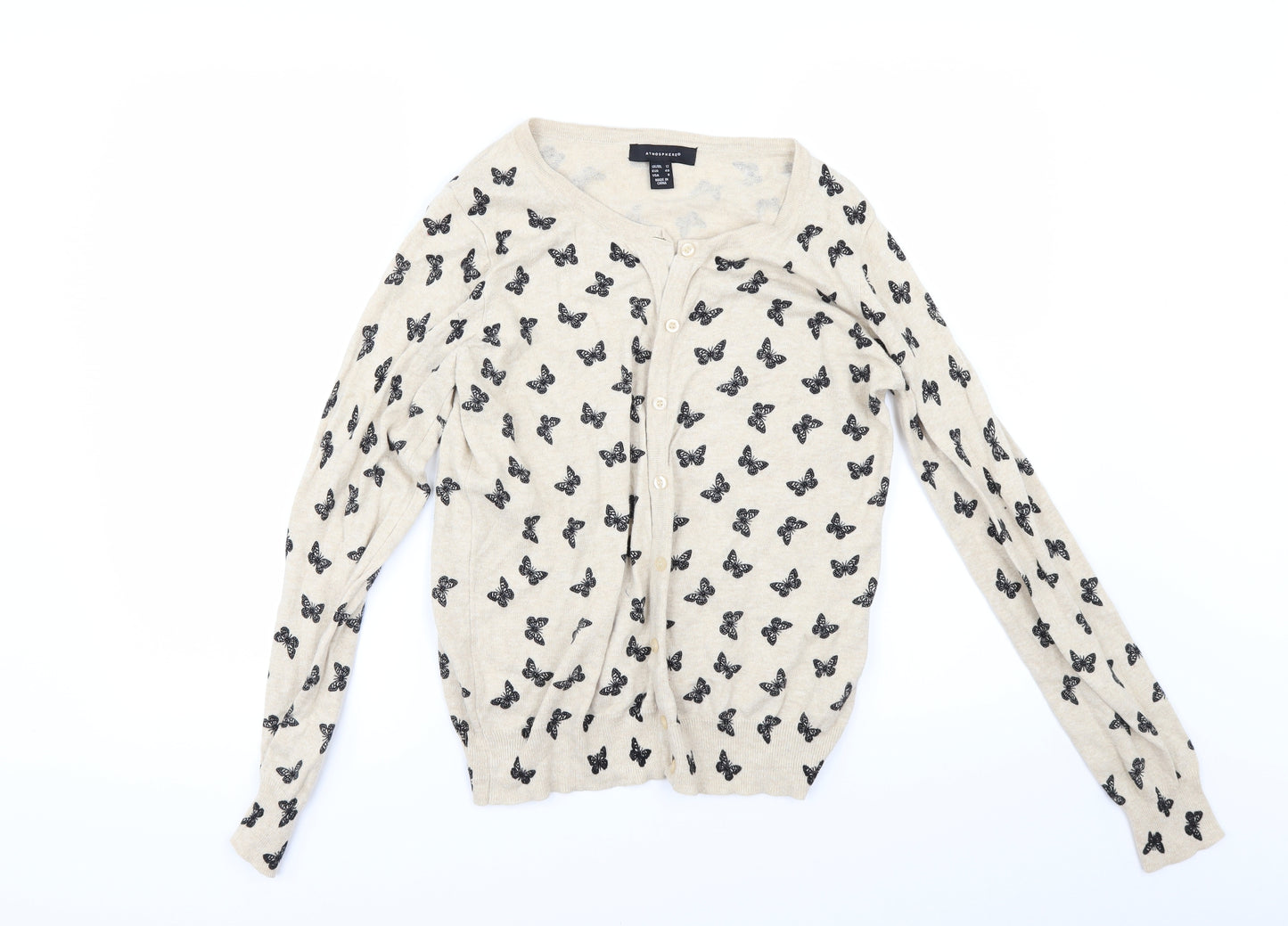 Primark Womens Beige Geometric  Cardigan Jumper Size 12