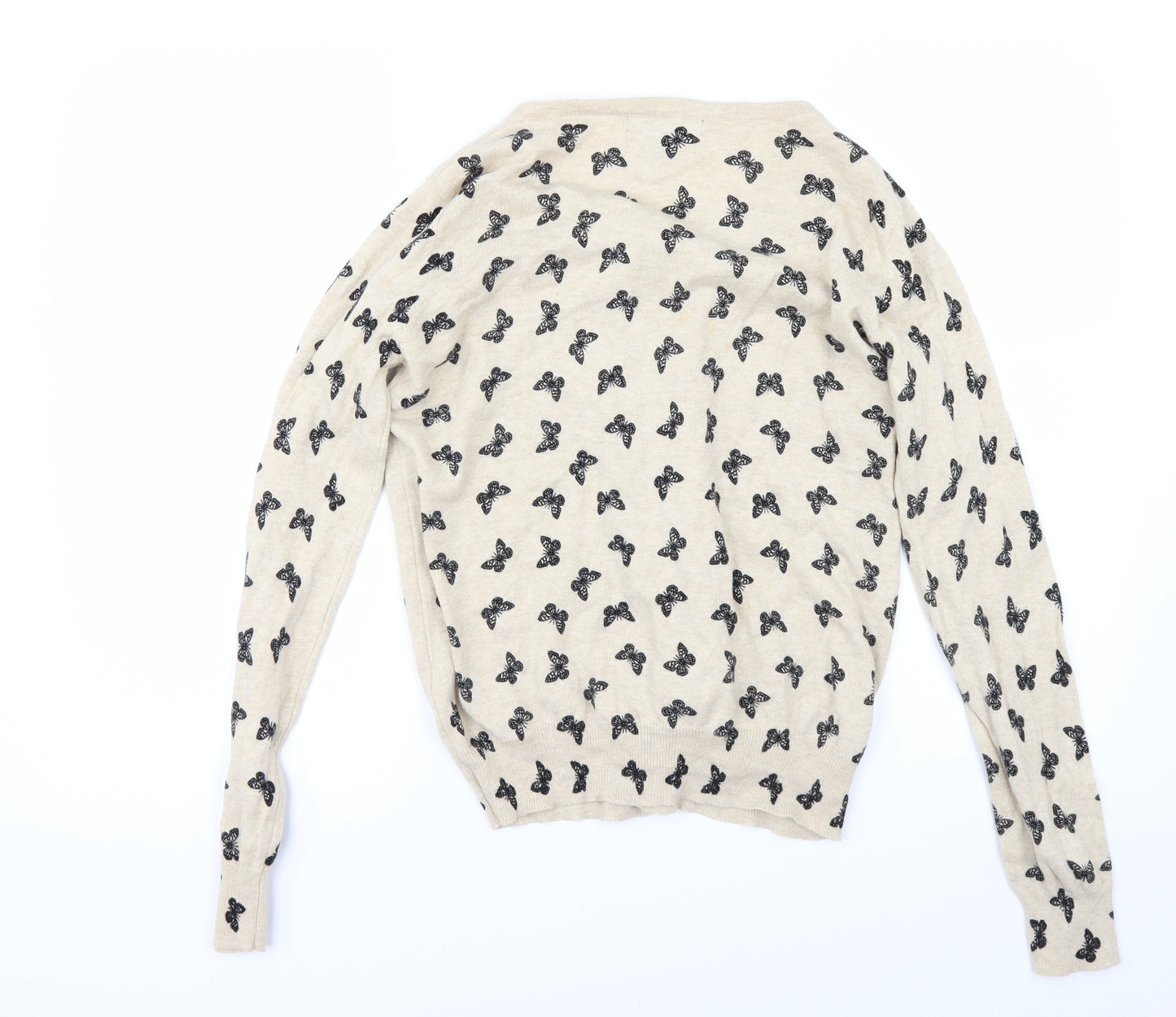 Primark Womens Beige Geometric  Cardigan Jumper Size 12