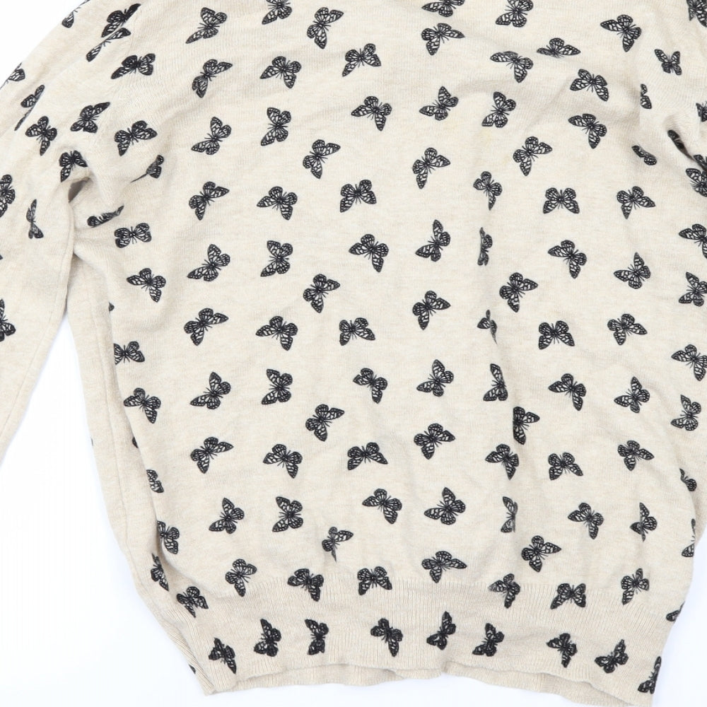 Primark Womens Beige Geometric  Cardigan Jumper Size 12