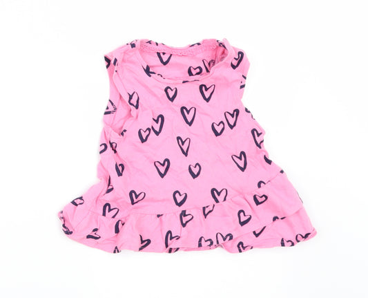 Front view of Mothercare girls’ pink geometric a-line, size 9-12, months