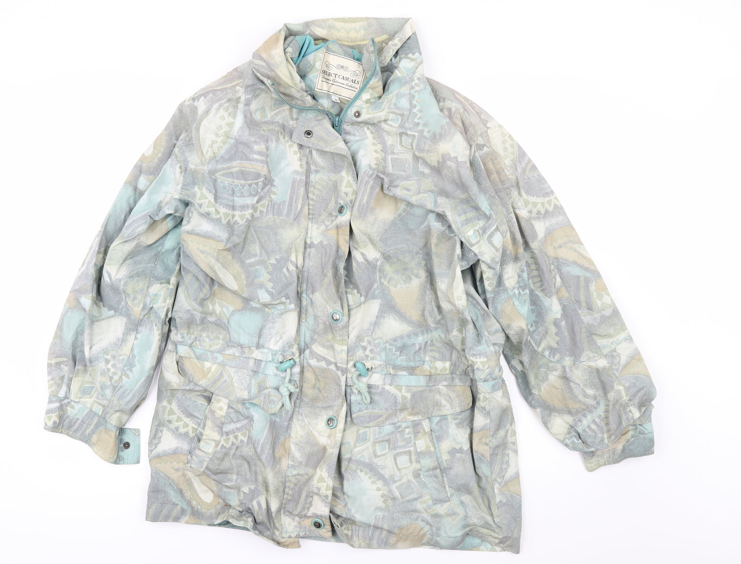 Select Casuals Womens Green Geometric  Anorak Coat Size 10