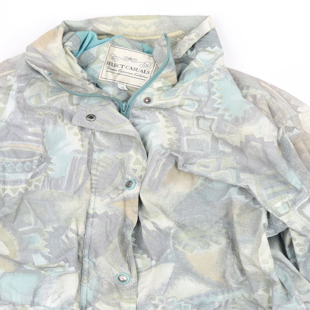Select Casuals Womens Green Geometric  Anorak Coat Size 10
