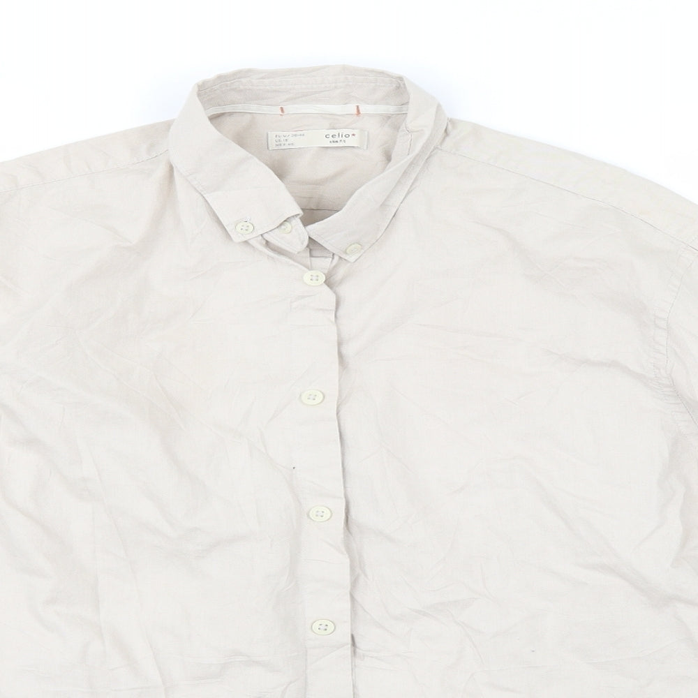 celio* Mens Beige    Button-Up Size M