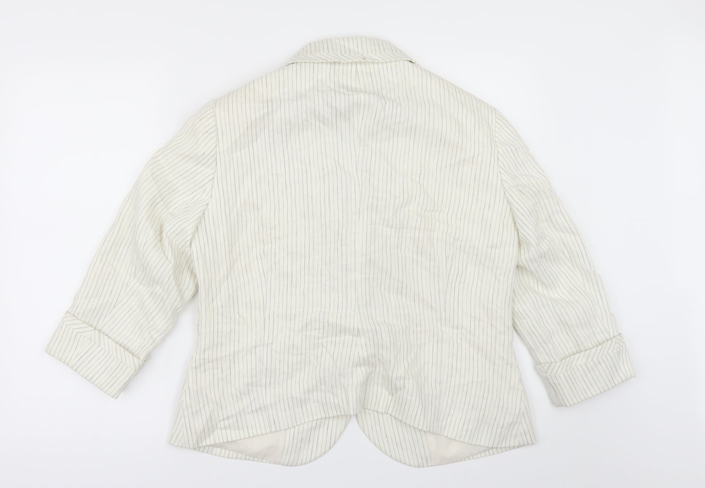 Jaeger Womens White Striped  Jacket  Size 14