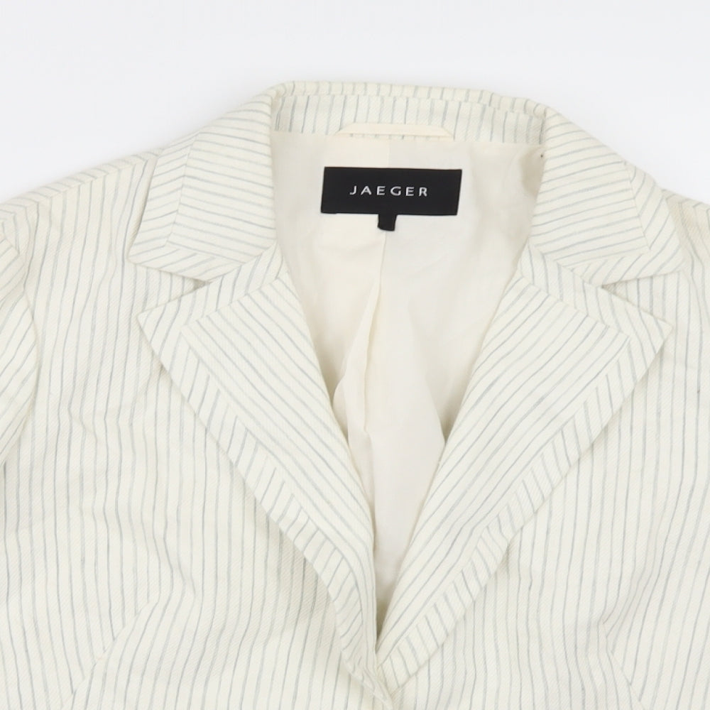 Jaeger Womens White Striped  Jacket  Size 14