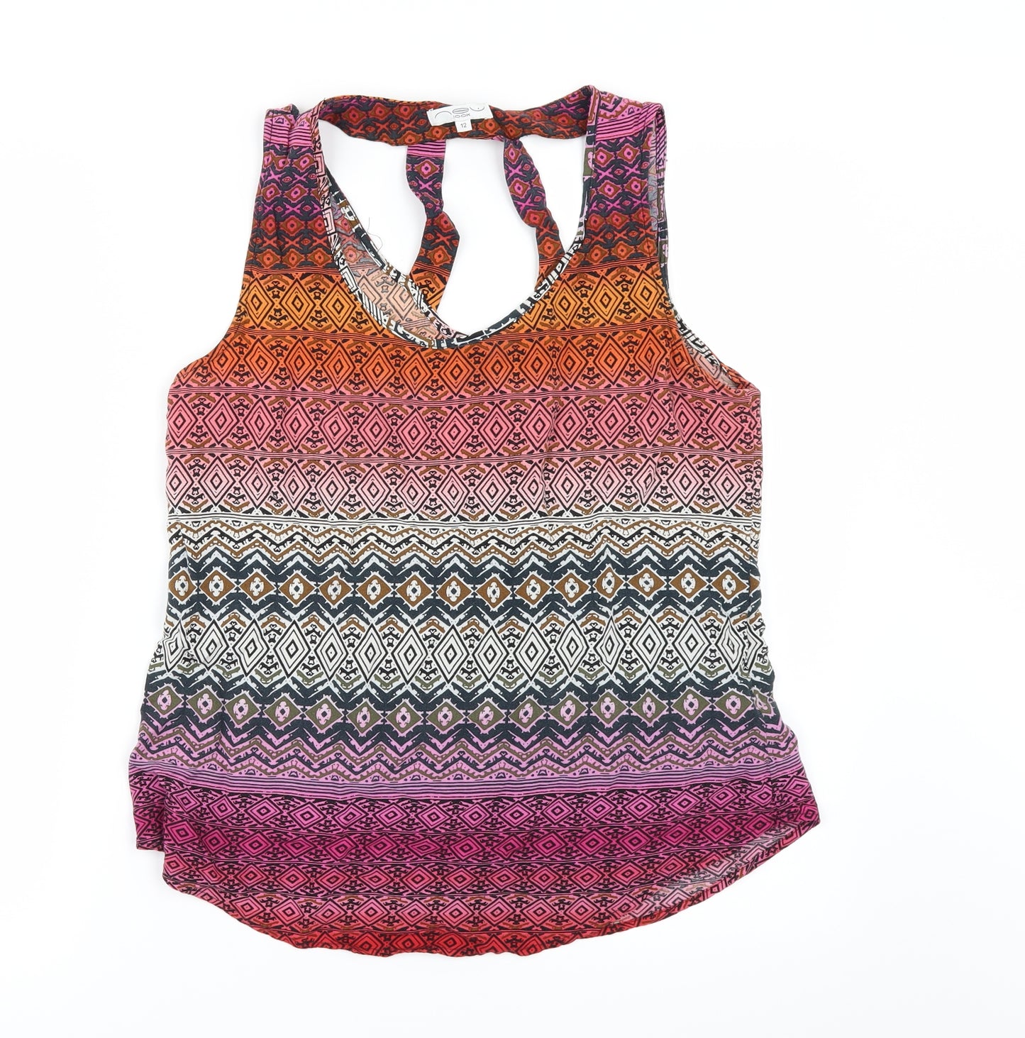 New Look Womens Multicoloured Geometric  Camisole Polo Size 12