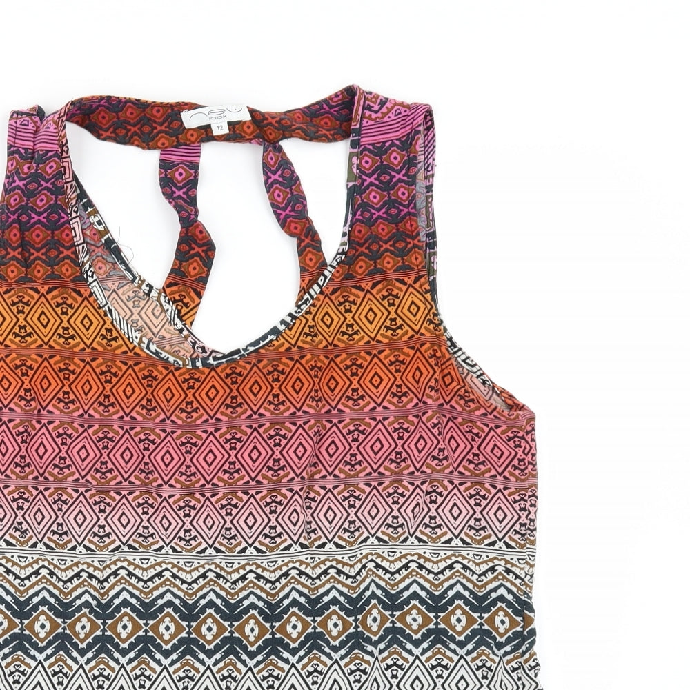New Look Womens Multicoloured Geometric  Camisole Polo Size 12