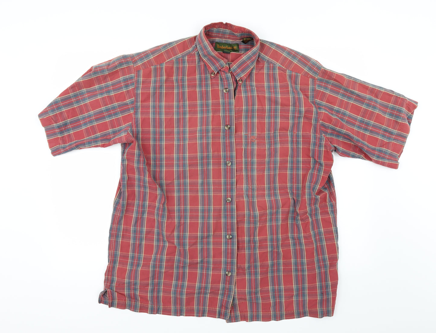 Timberland Mens Red Check   Button-Up Size M