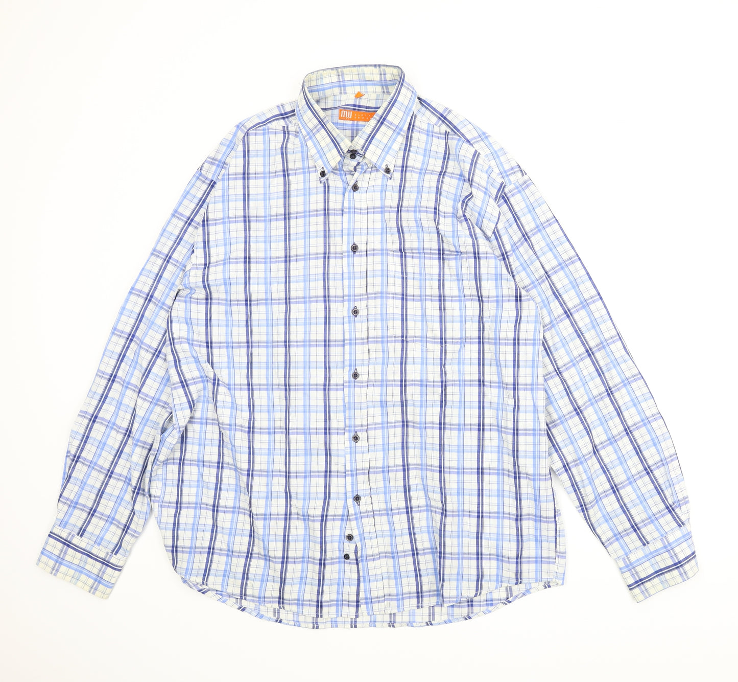 MW Mens Blue Plaid   T-Shirt Size XL