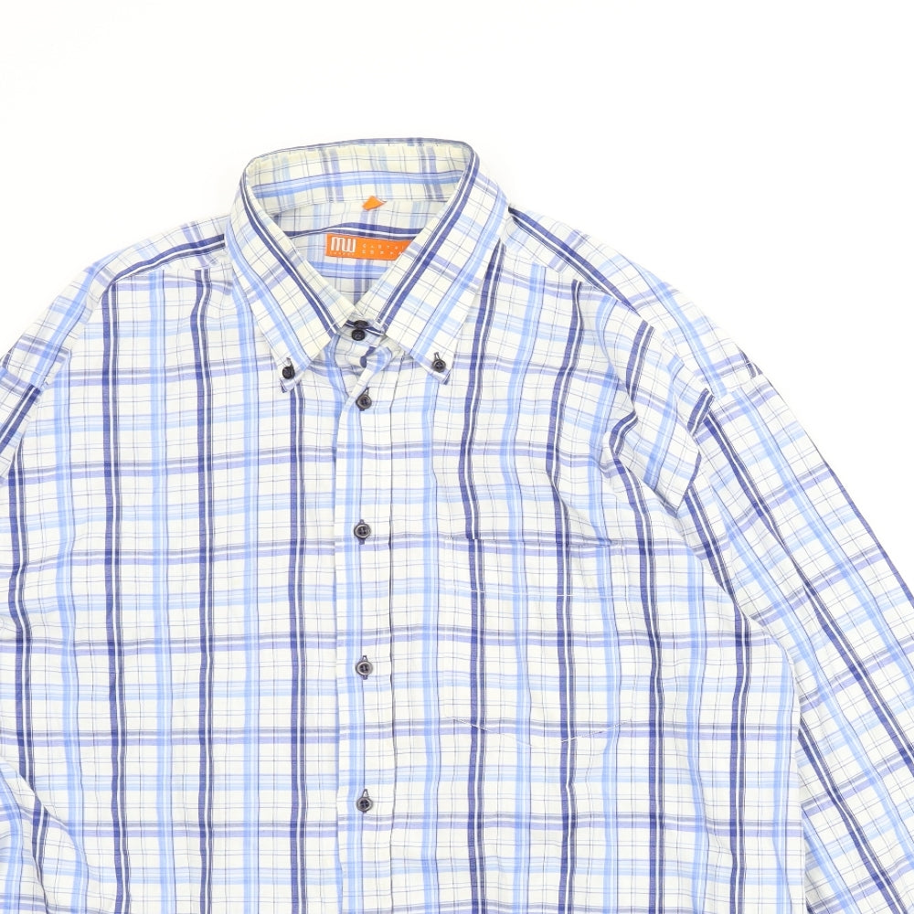 MW Mens Blue Plaid   T-Shirt Size XL