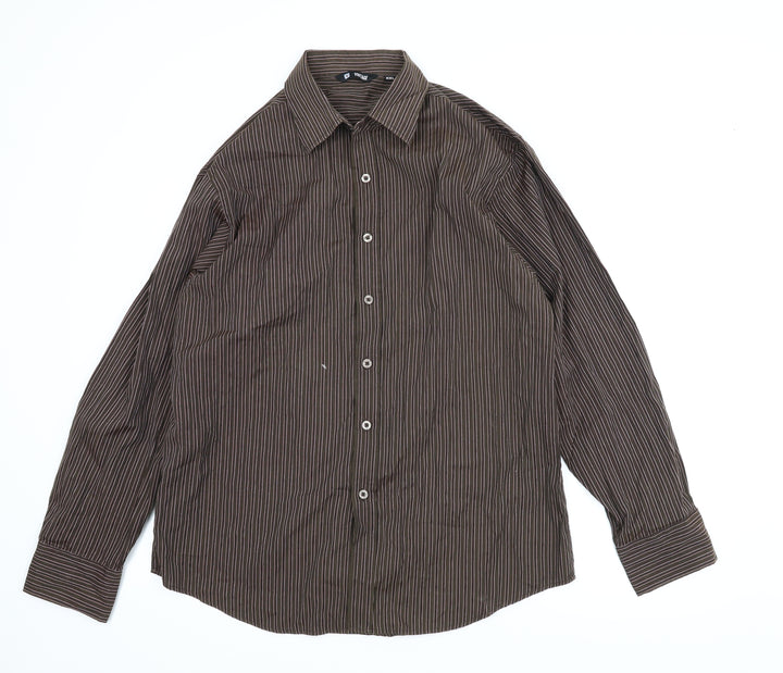 Vintage Mens Brown Striped   T-Shirt Size 2XL