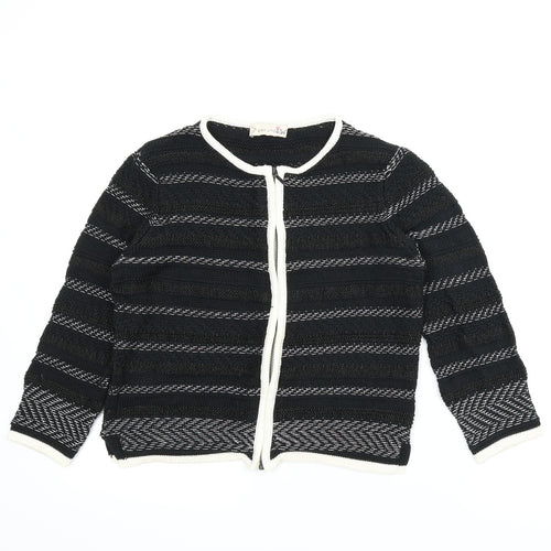 M&S Womens Black   Full Zip Jumper Size 8
