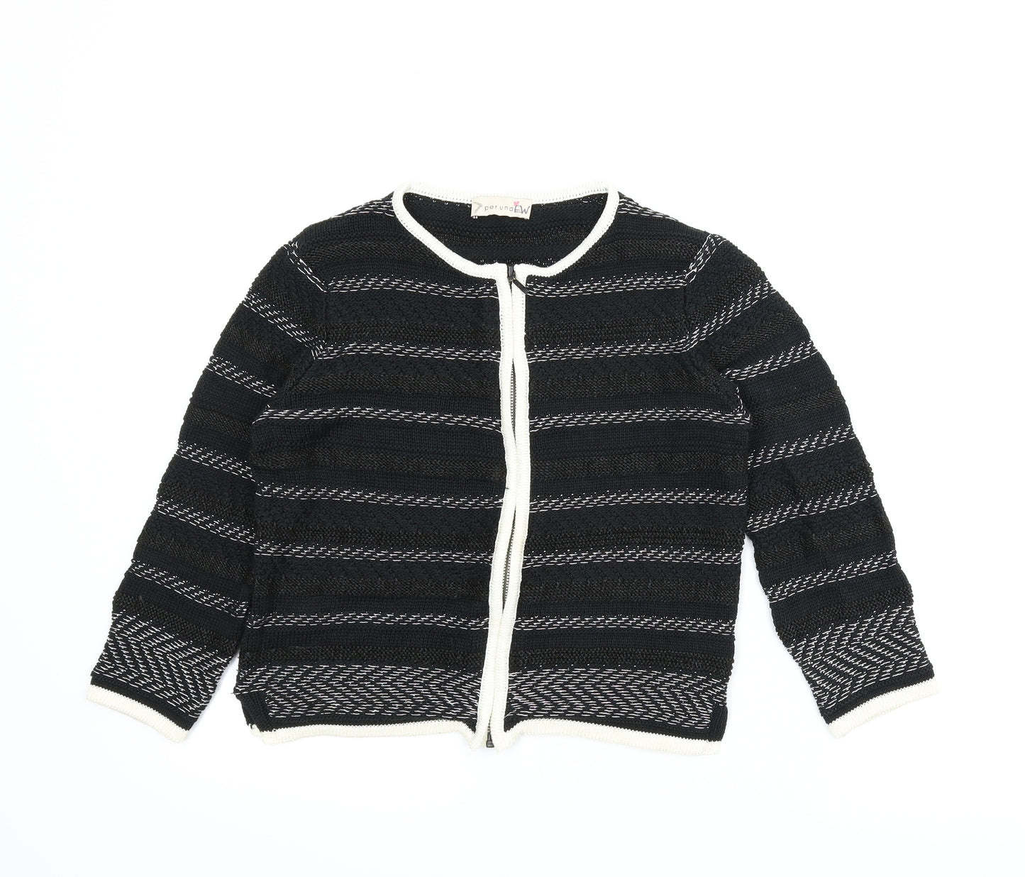 M&S Womens Black   Full Zip Jumper Size 8
