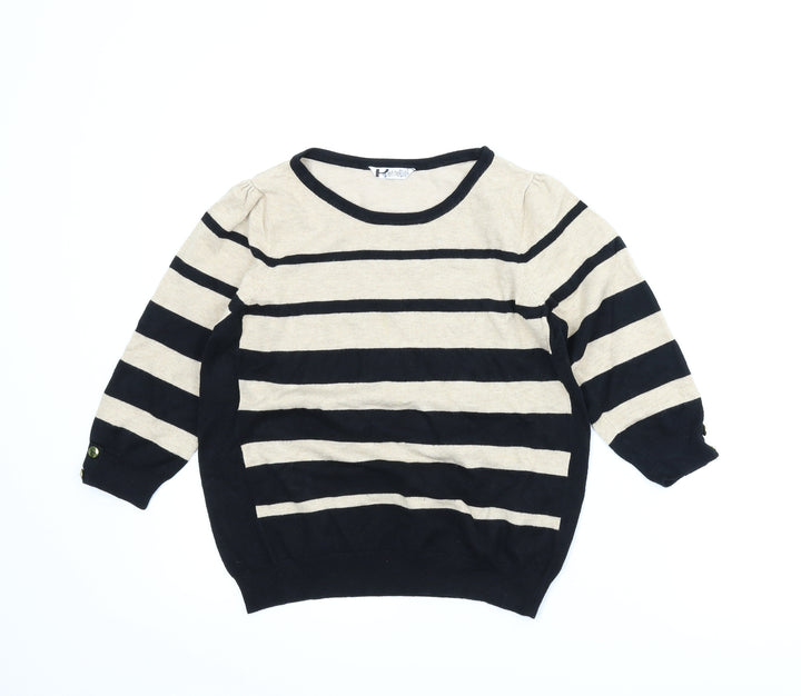 BHS Womens Beige Striped  Pullover Jumper Size 12