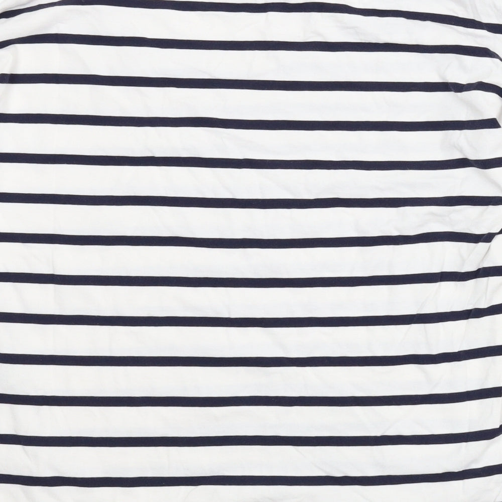 M&S Womens White Striped  Basic T-Shirt Size 12