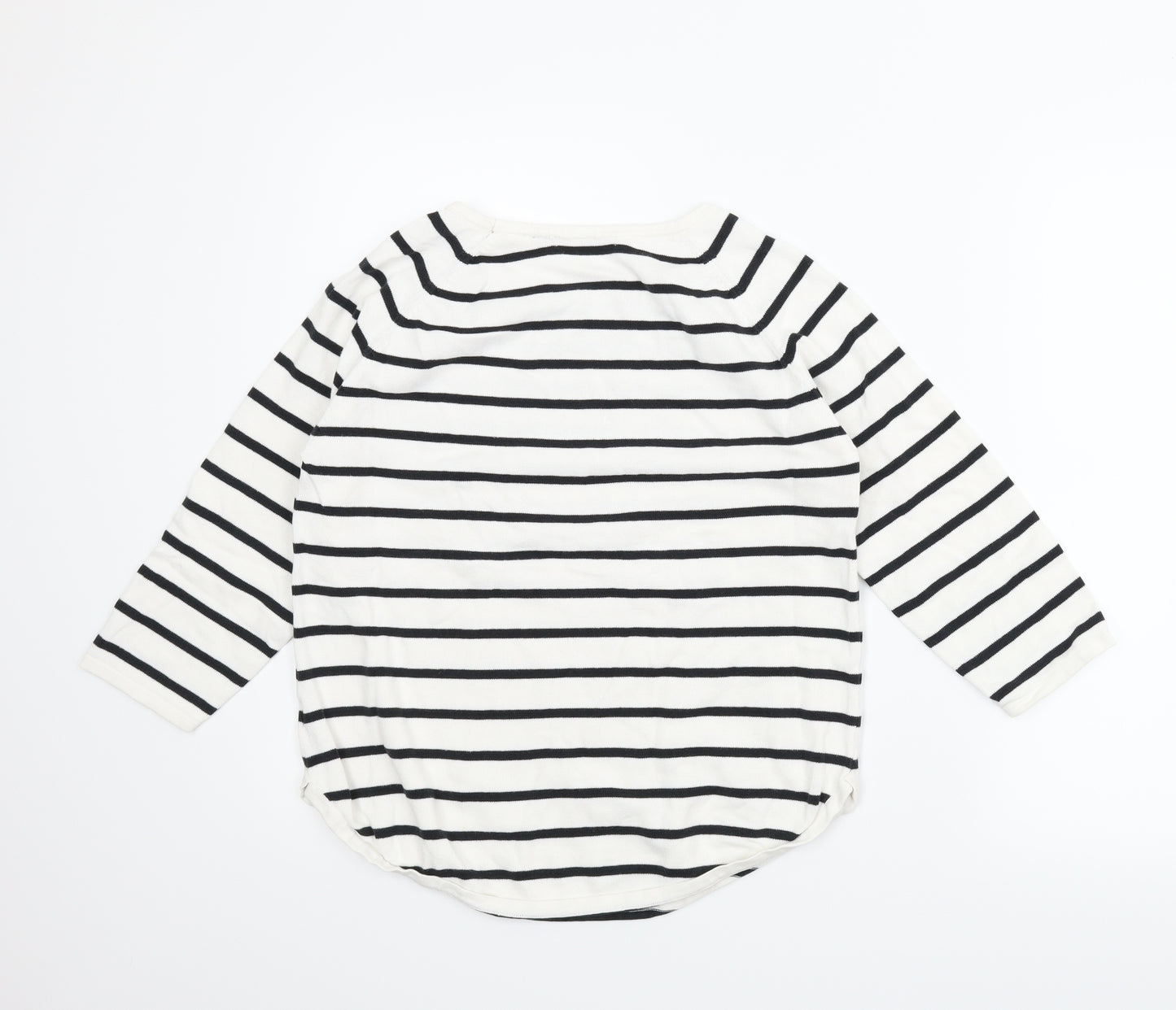 Jeanne Pierre Womens White Striped  Pullover Jumper Size M
