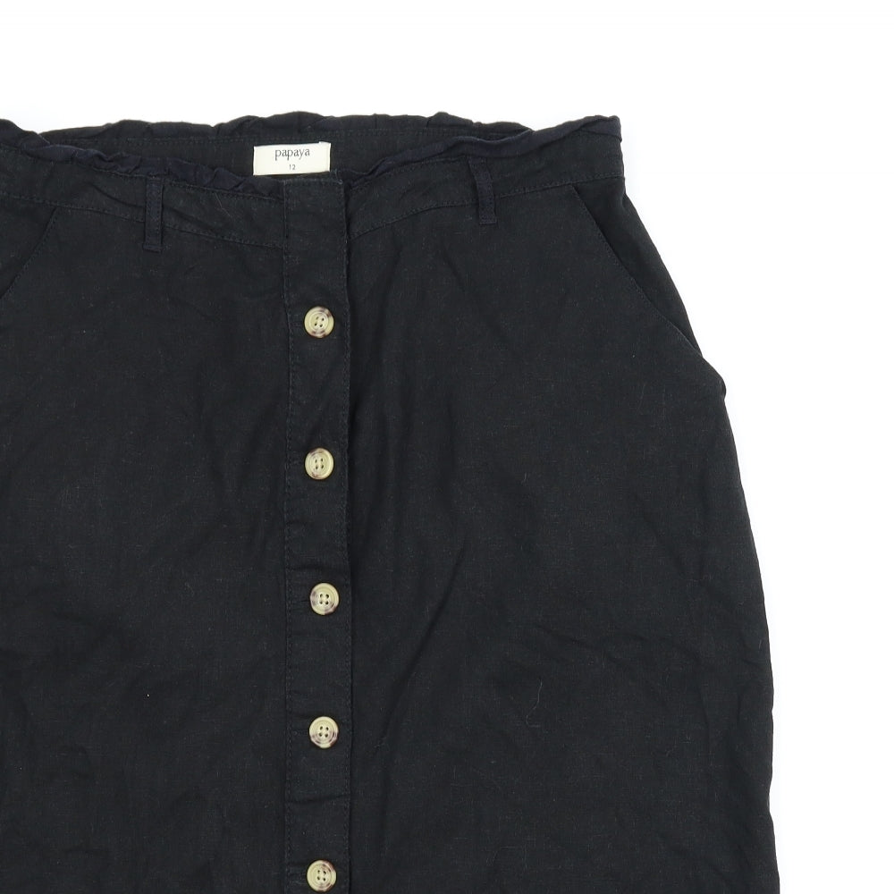 Papaya Womens Black   A-Line Skirt Size 12