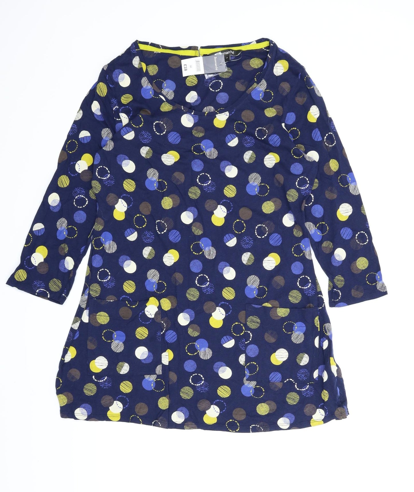 Le Bon Marché Womens Blue Polka Dot  A-Line  Size 12