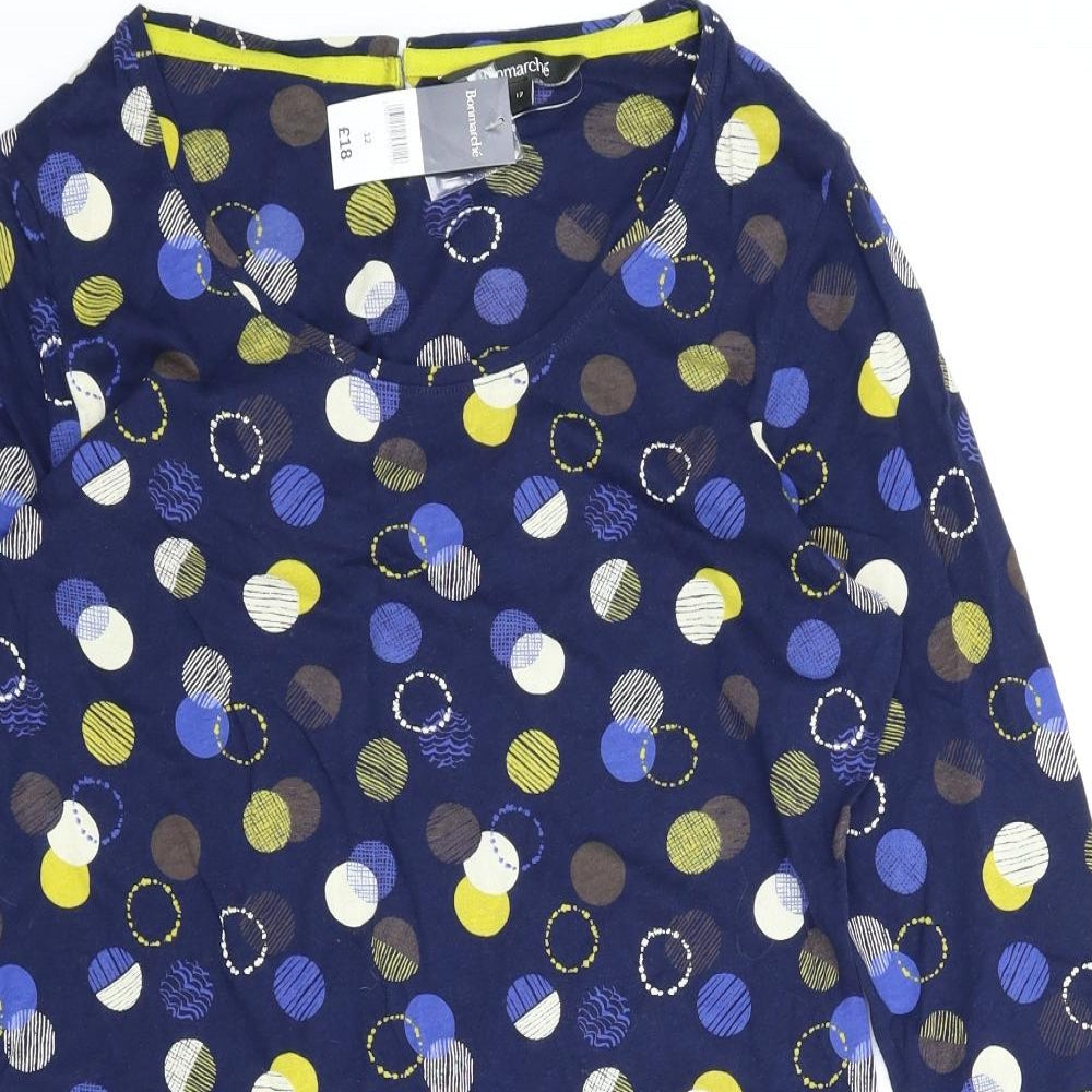 Le Bon Marché Womens Blue Polka Dot  A-Line  Size 12