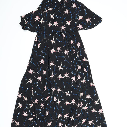 Yu & Me Womens Black Floral  A-Line  Size M  - Alterneck