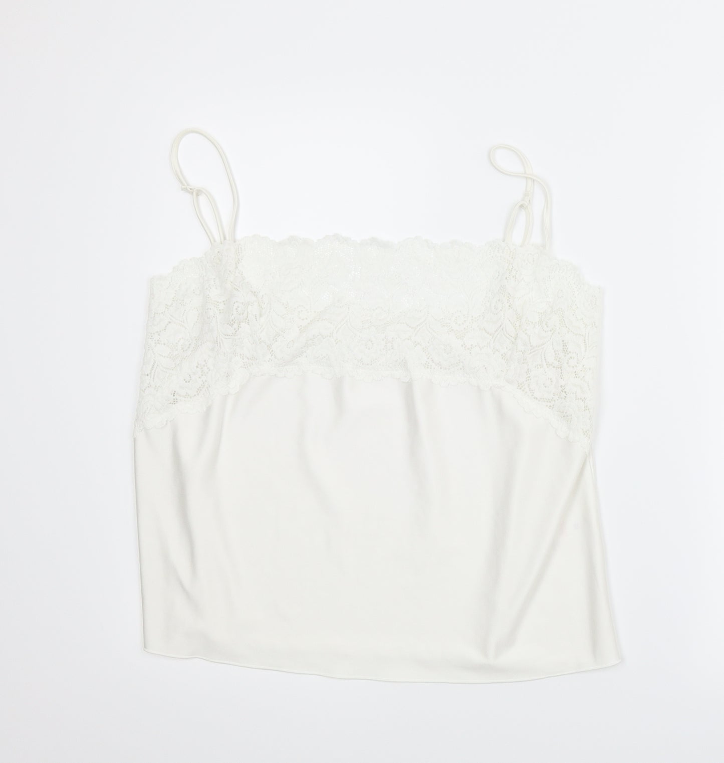Camille Womens White Solid  Cami Pyjama Top Size 22