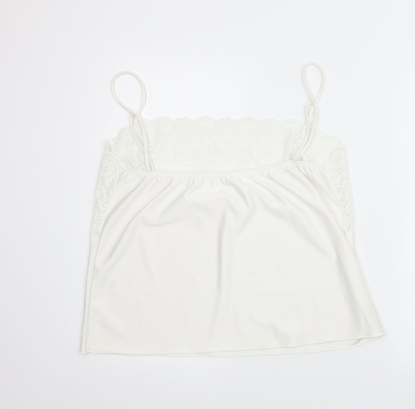 Camille Womens White Solid  Cami Pyjama Top Size 22