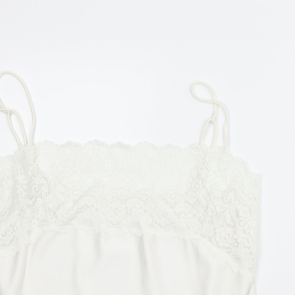 Camille Womens White Solid  Cami Pyjama Top Size 22