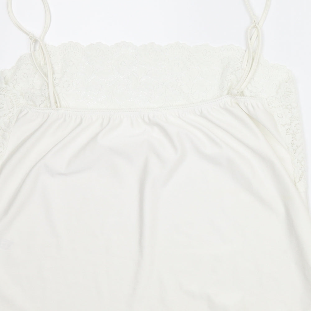 Camille Womens White Solid  Cami Pyjama Top Size 22