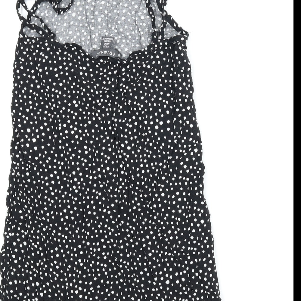 Primark Girls Black Spotted  A-Line  Size 7-8 Years