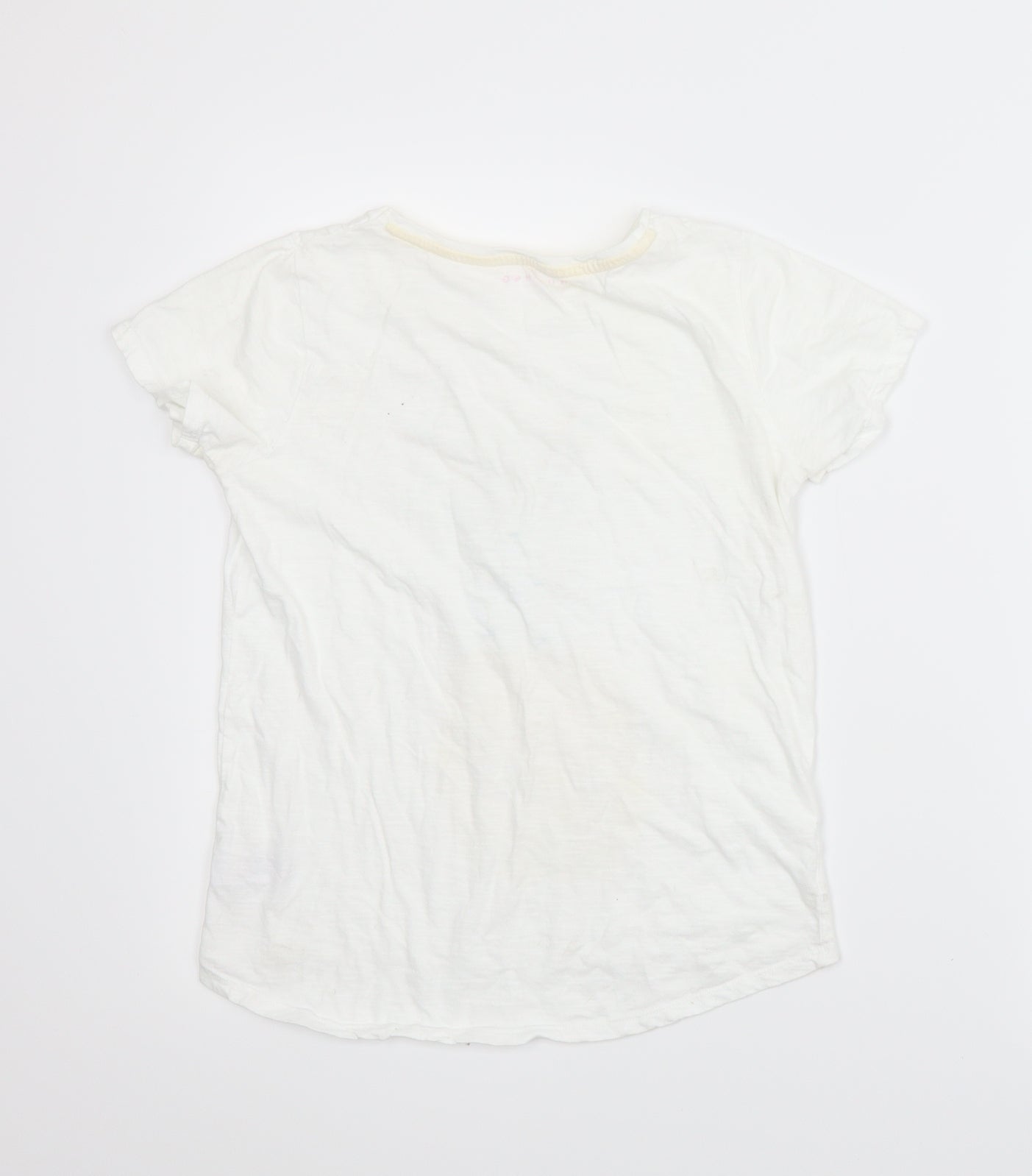 Nutmeg Girls White   Basic T-Shirt Size 12-13 Years  - Tropical
