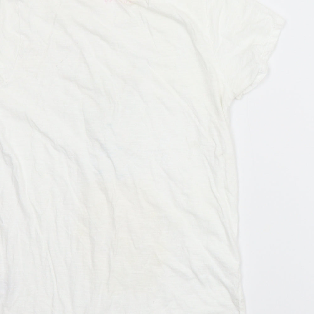 Nutmeg Girls White   Basic T-Shirt Size 12-13 Years  - Tropical