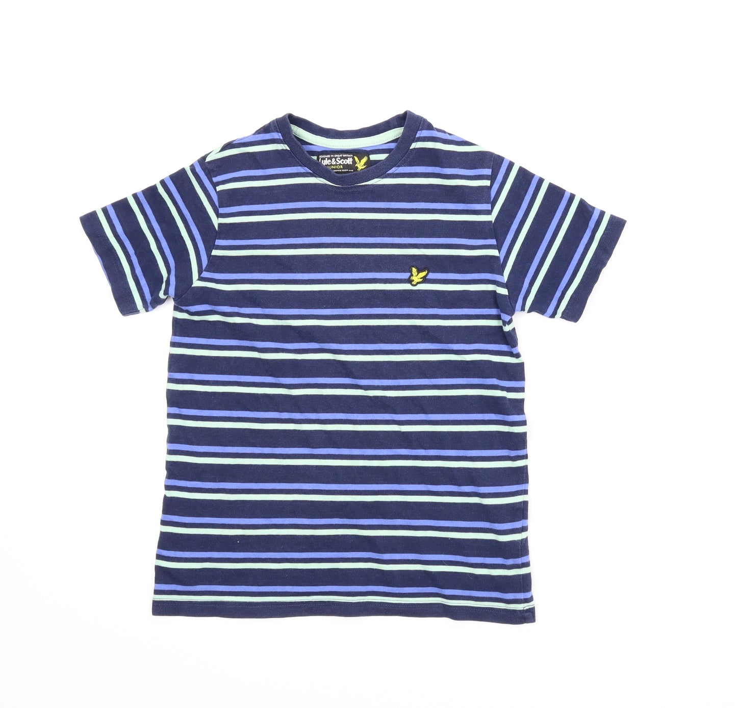 Lyle & Scott Boys Blue Striped  Basic T-Shirt Size 10-11 Years