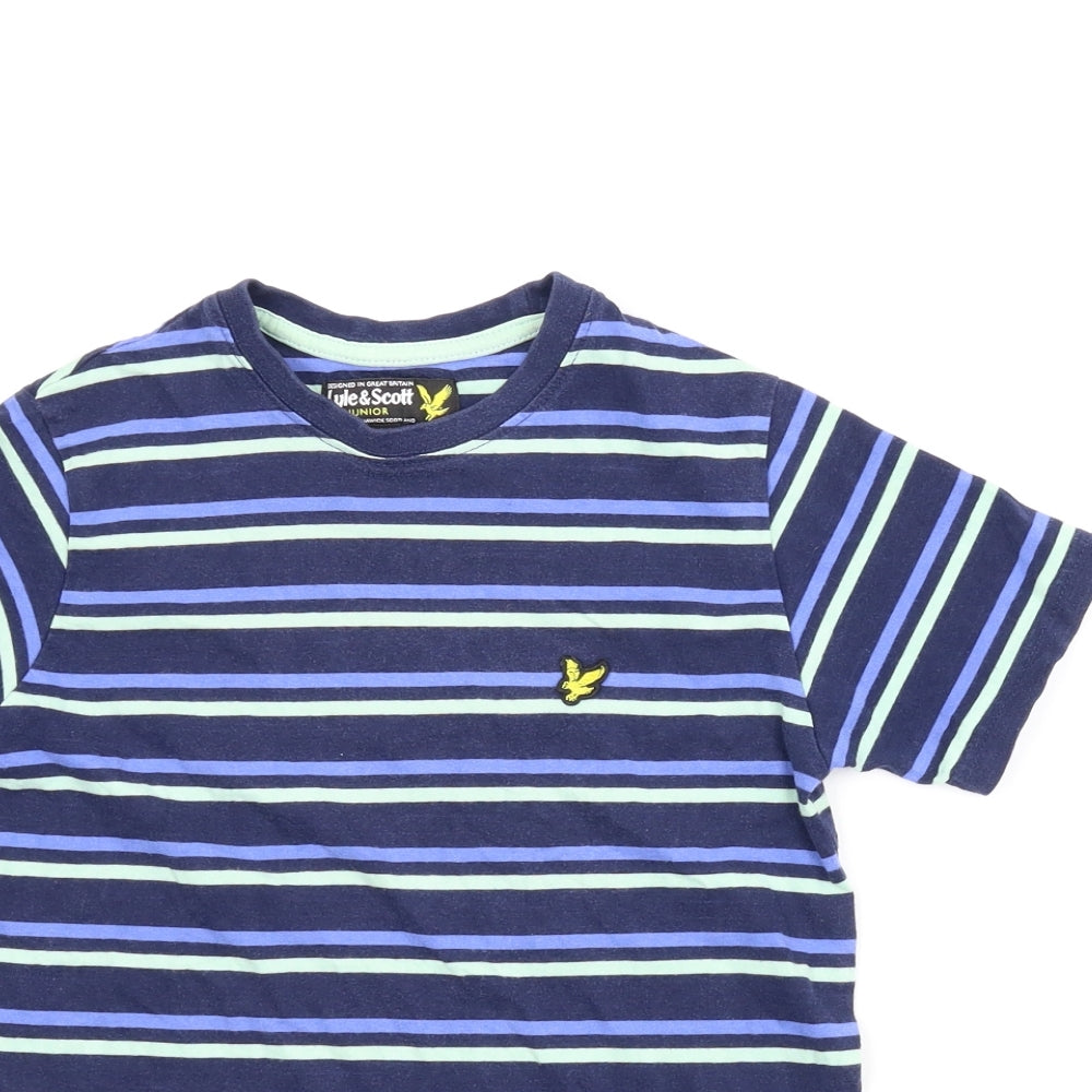 Lyle & Scott Boys Blue Striped  Basic T-Shirt Size 10-11 Years