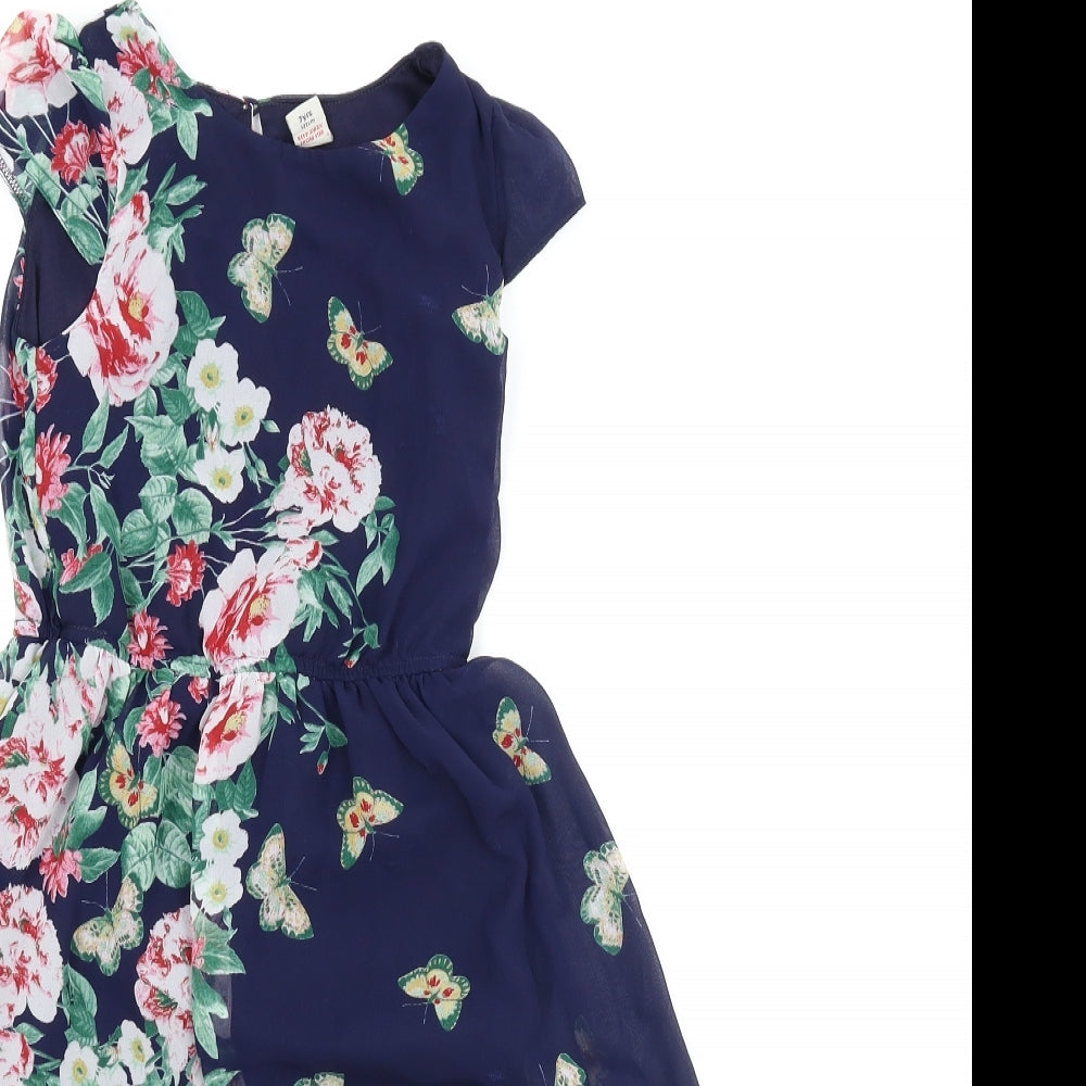 TU Girls Blue Floral  Shift  Size 7 Years