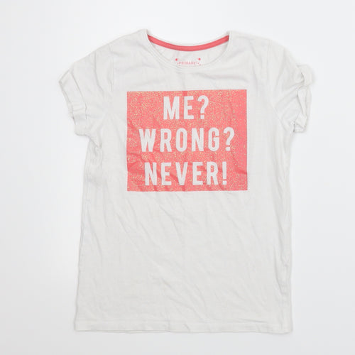 Primark Girls White   Basic T-Shirt Size 10 Years