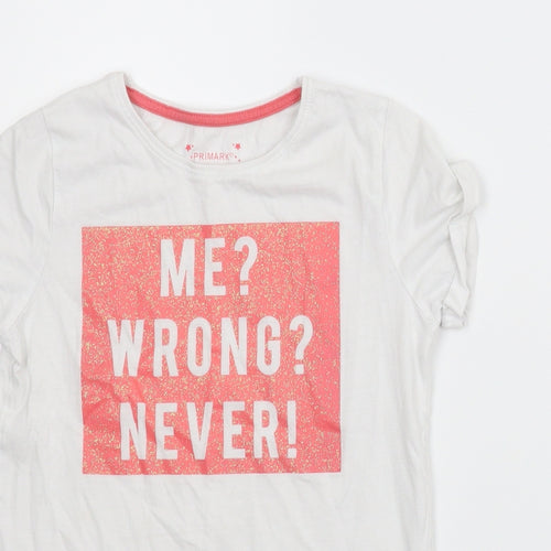 Primark Girls White   Basic T-Shirt Size 10 Years