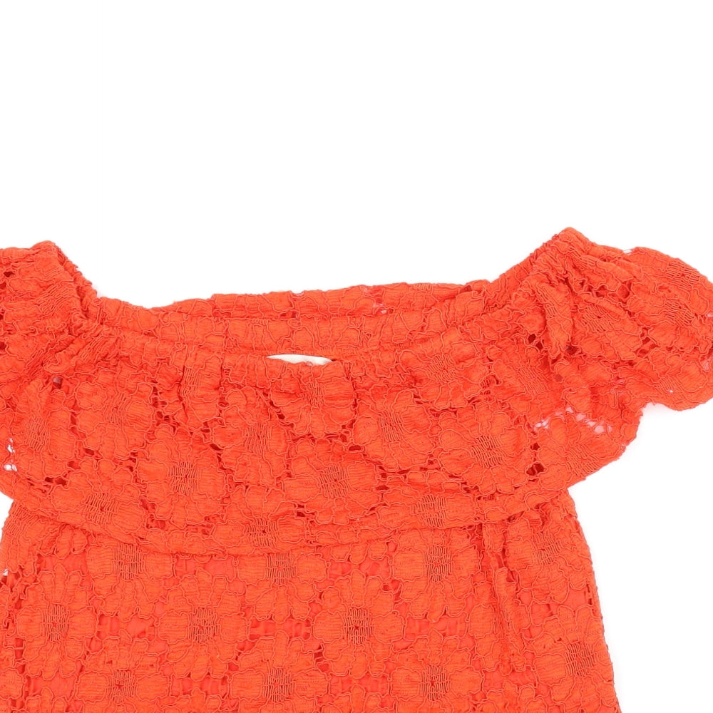 Peacocks Womens Red Floral  Basic Blouse Size 10