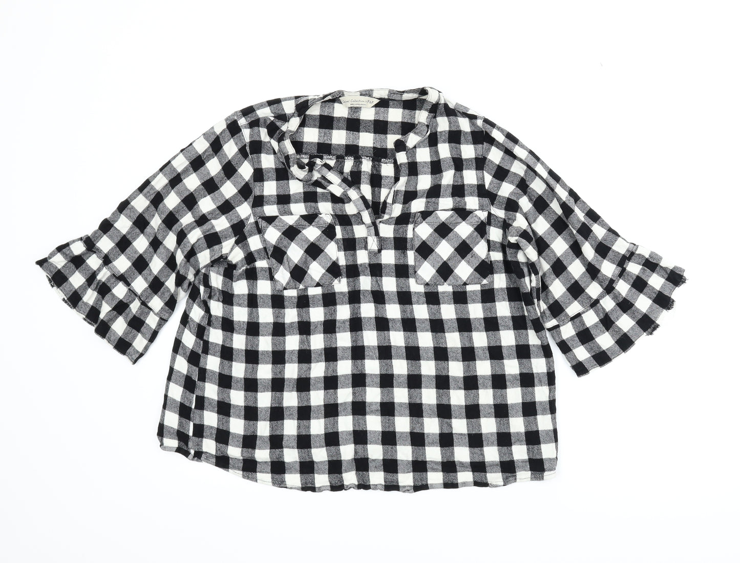F&F Womens Black Check  Basic T-Shirt Size 18