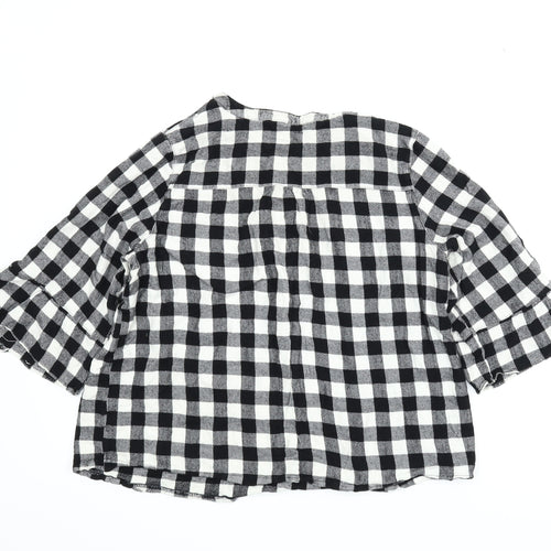 F&F Womens Black Check  Basic T-Shirt Size 18