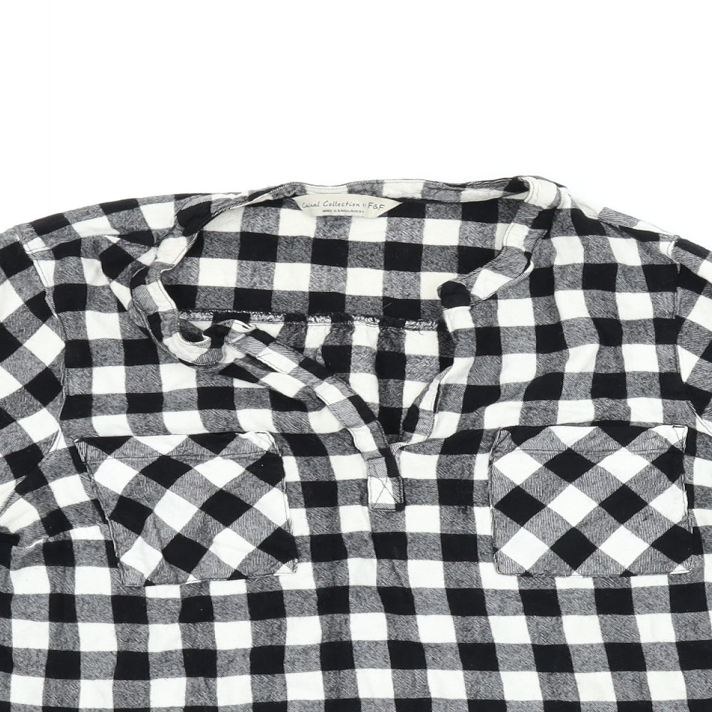 F&F Womens Black Check  Basic T-Shirt Size 18