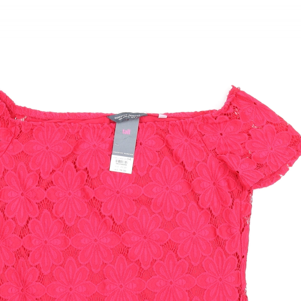 Dorothy Perkins Womens Pink Floral  Basic Blouse Size 14